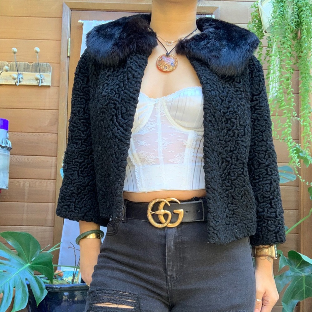 vintage 50’s curly Persian lamb and fur collar